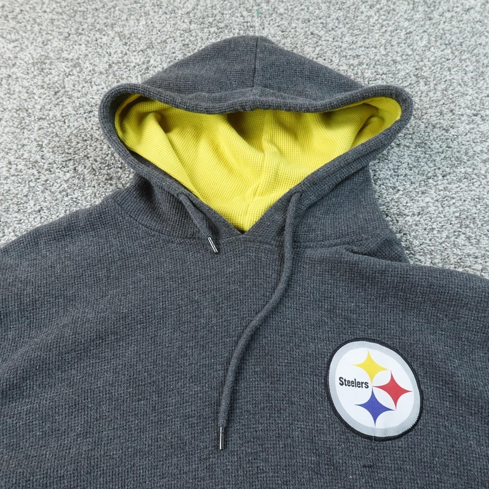 Pittsburgh Steelers Hoodie Mens XL Gray NFL Football Sweatshirt Waffle Knit Top